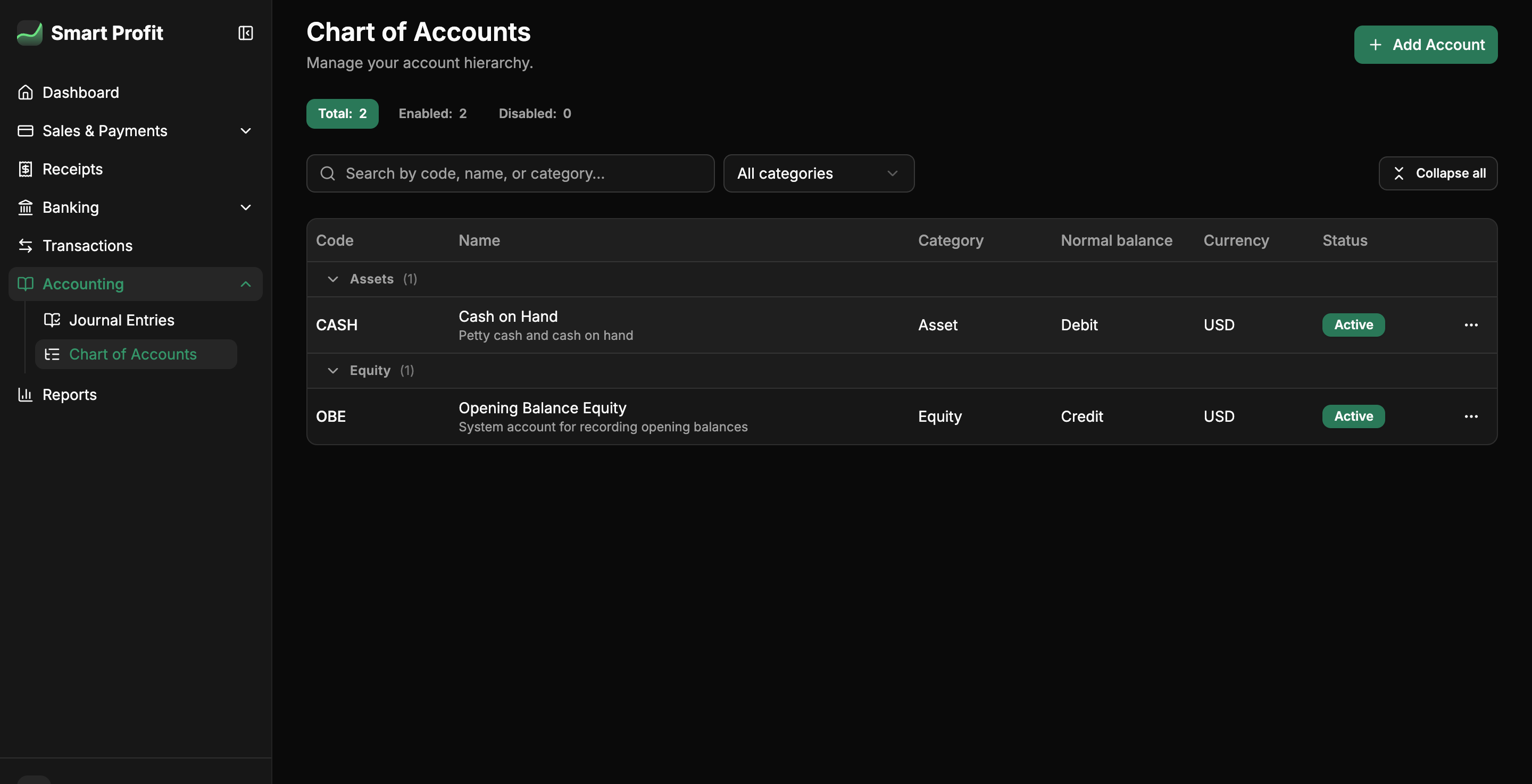 Financial reports screenshot