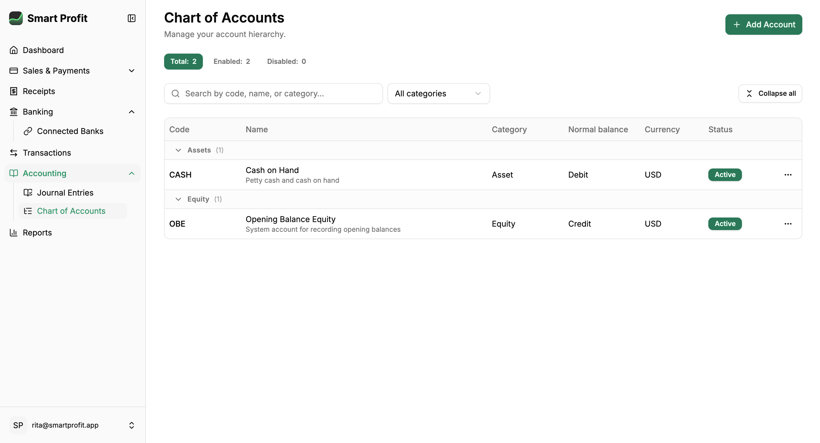 Financial reports screenshot