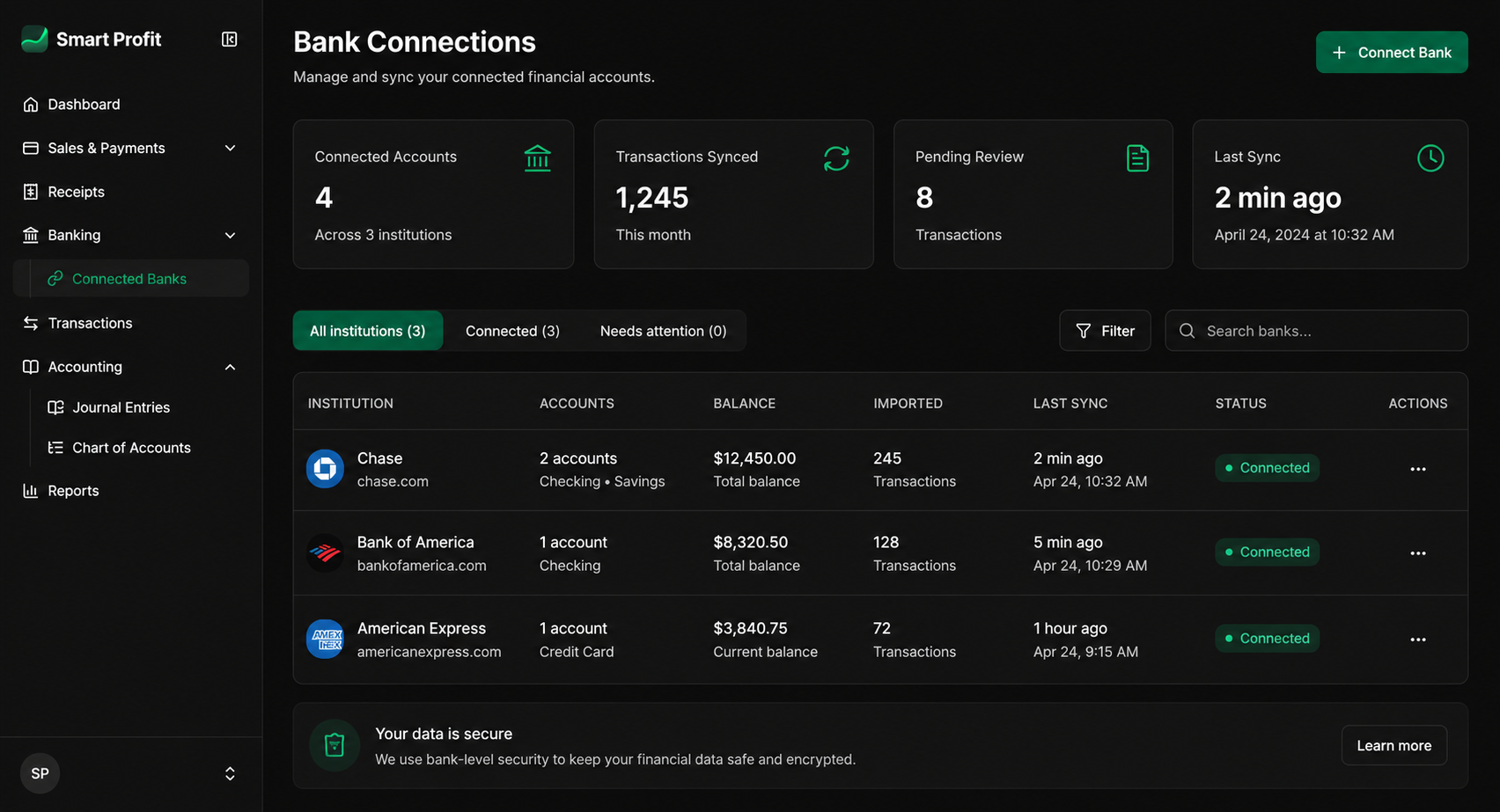 Smart Profit: Connect your accounts