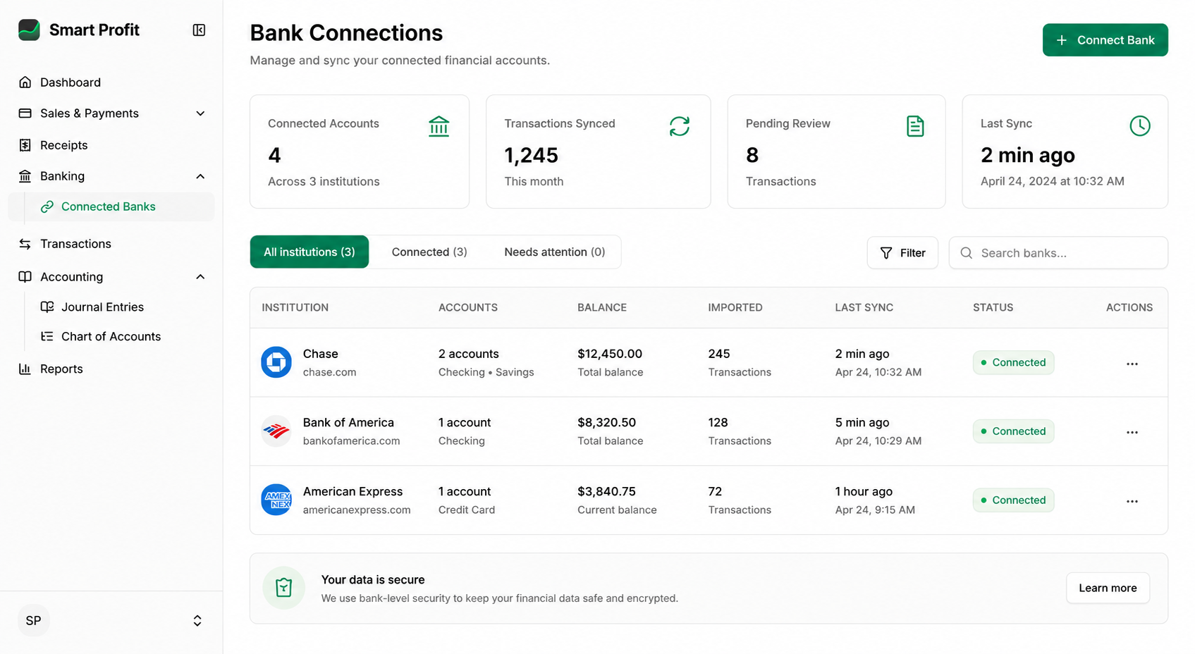 Smart Profit: Connect your accounts